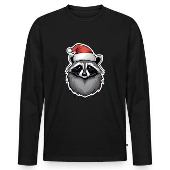 raton laveur avec chapeau de Noël Cadeau de Noël - T-shirt manches longues Premium bio Homme - noir - Devant - Nico (187cm)