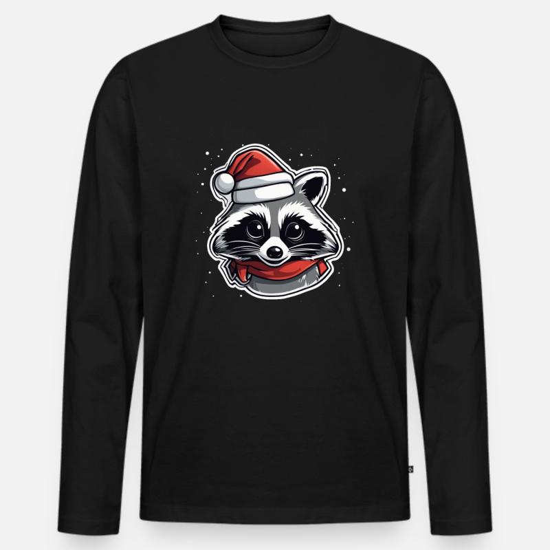 Waschbär - Männer Premium Bio Langarmshirt - Schwarz