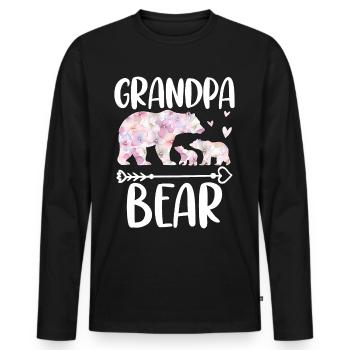 Grand-père Ours - T-shirt manches longues Premium bio Homme - noir - Devant - Nico (187cm)