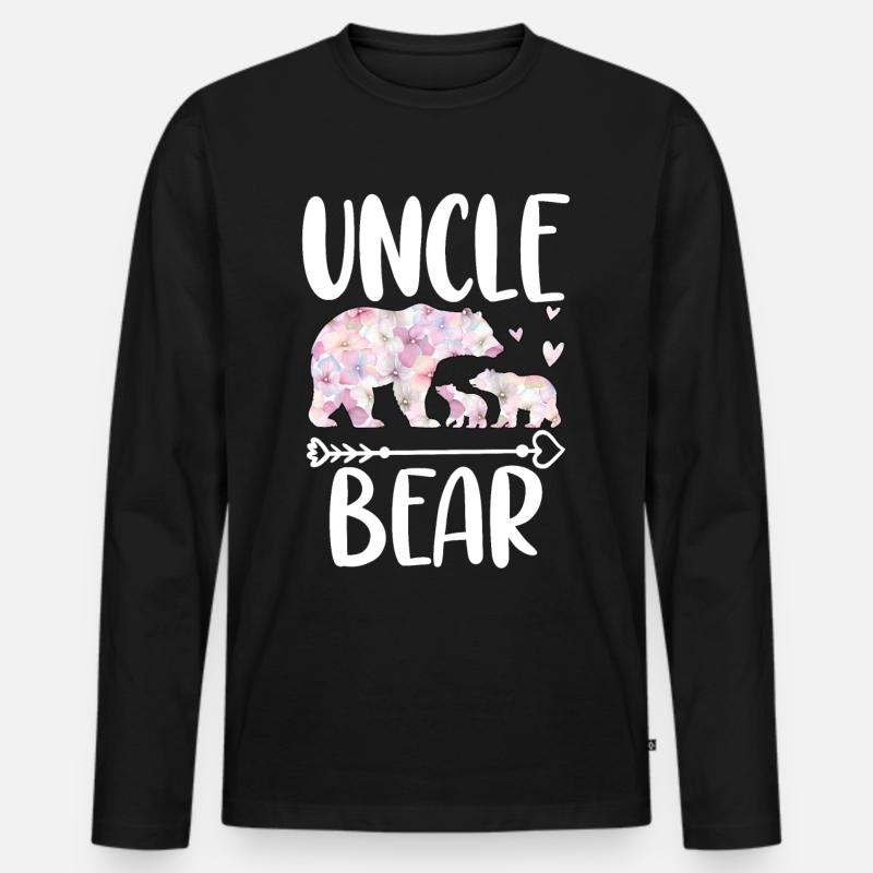 Uncle Bear - Männer Premium Bio Langarmshirt - Schwarz