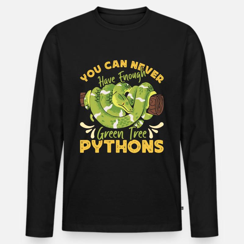 Green Tree Python - Männer Premium Bio Langarmshirt - Schwarz