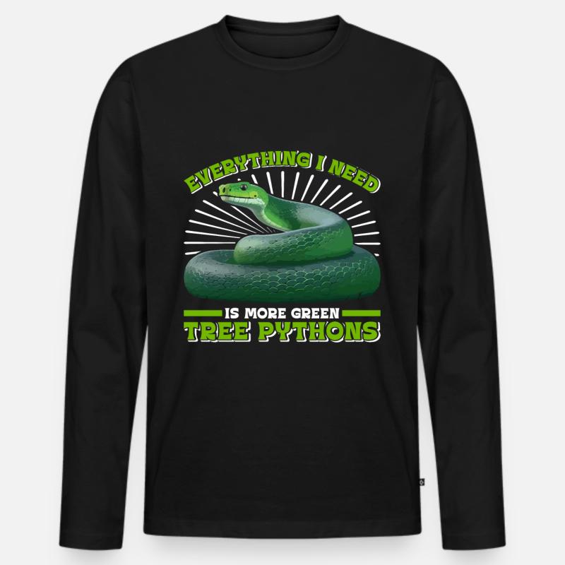 Green Tree Python - Männer Premium Bio Langarmshirt - Schwarz