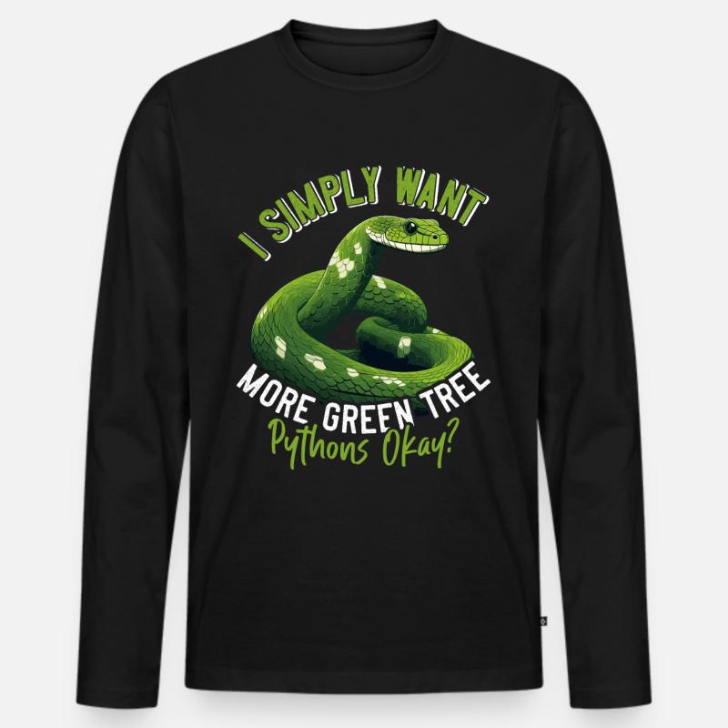 Green Tree Python - Männer Premium Bio Langarmshirt - Schwarz
