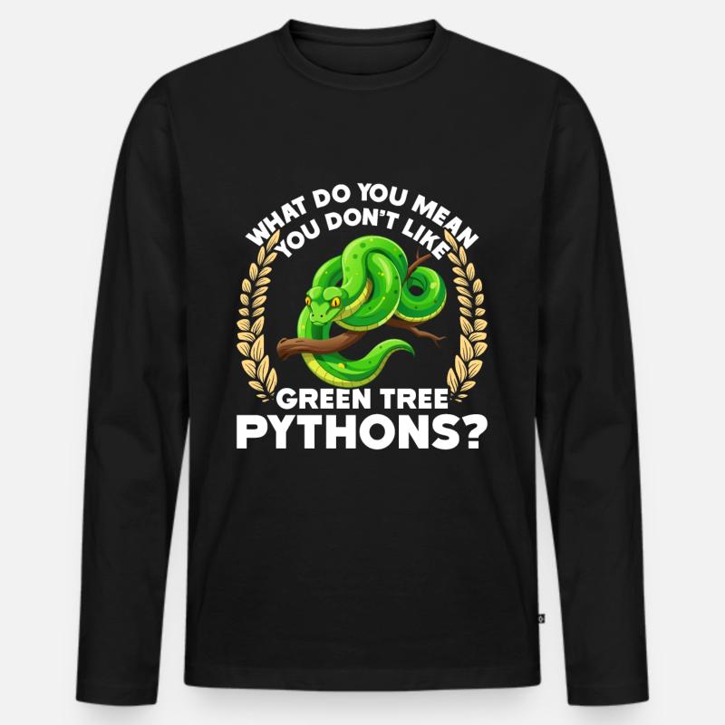 Green Tree Python - Männer Premium Bio Langarmshirt - Schwarz
