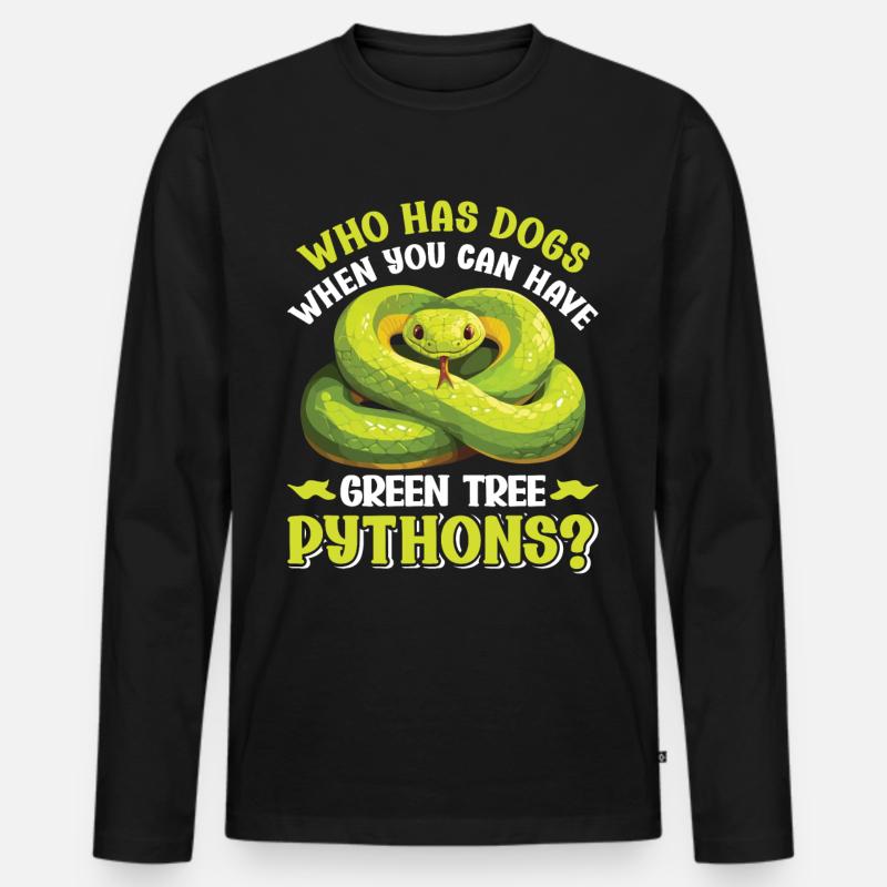 Green Tree Python - Men's Premium Organic Long Sleeve Shirt - black