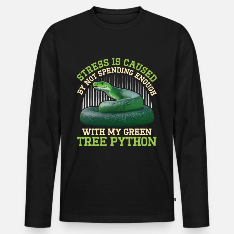 Green Tree Python - Männer Premium Bio Langarmshirt - Schwarz