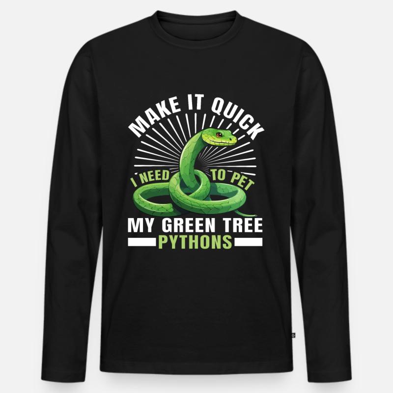 Green Tree Python - Männer Premium Bio Langarmshirt - Schwarz