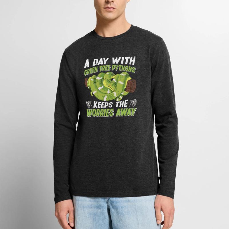 Green Tree Python Men's Premium Organic Long Sleeve Shirt