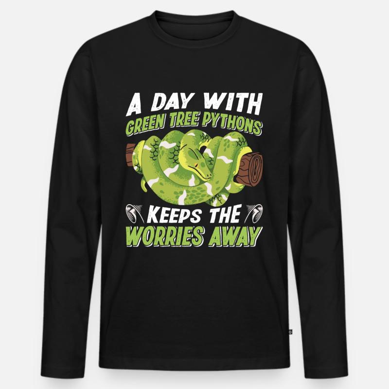 Green Tree Python - Men's Premium Organic Long Sleeve Shirt - black