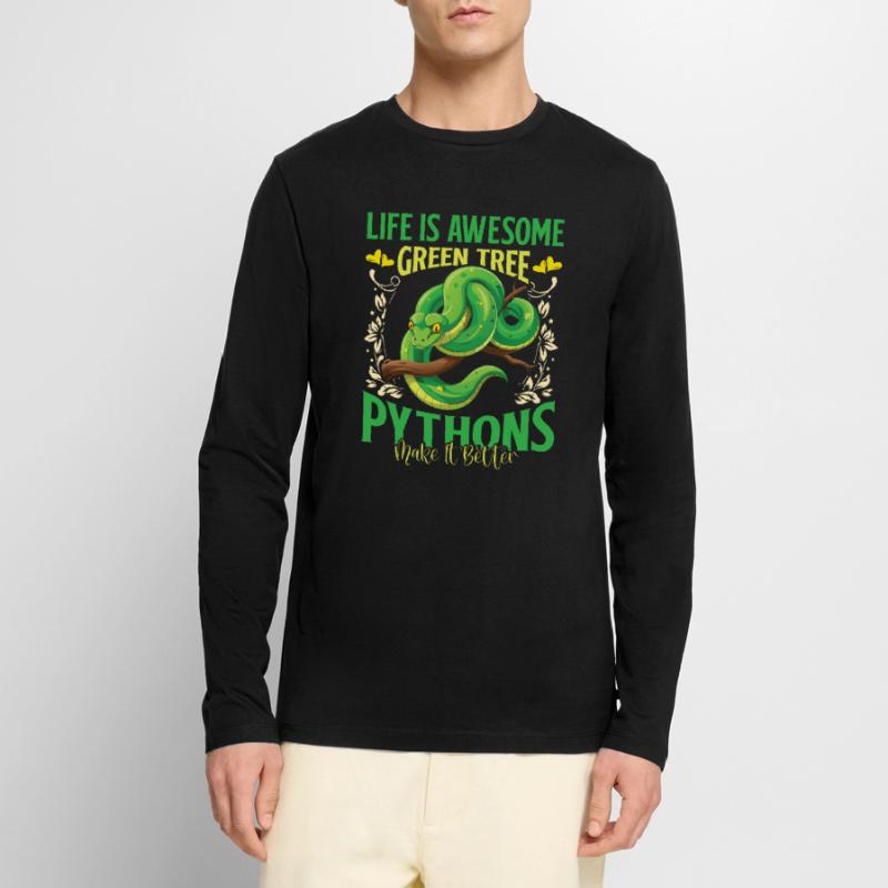 Green Tree Python Männer Premium Bio Langarmshirt