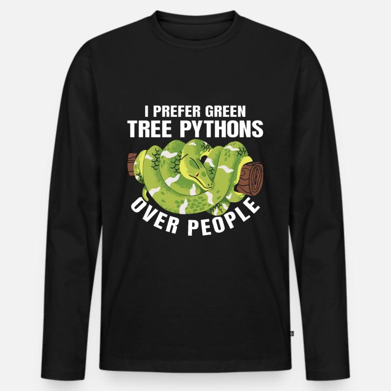 Green Tree Python - Men's Premium Organic Long Sleeve Shirt - black