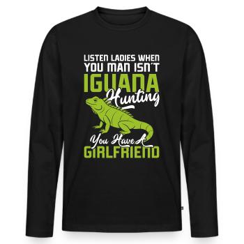 Iguana lustiger Spruch - Männer Premium Bio Langarmshirt - Schwarz - Vorne - Nico (187cm)