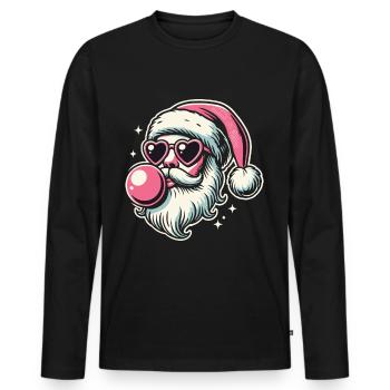 Sigma Santa Mit Herzbrille Und Kaugummi - Männer Premium Bio Langarmshirt - Schwarz - Vorne - Nico (187cm)