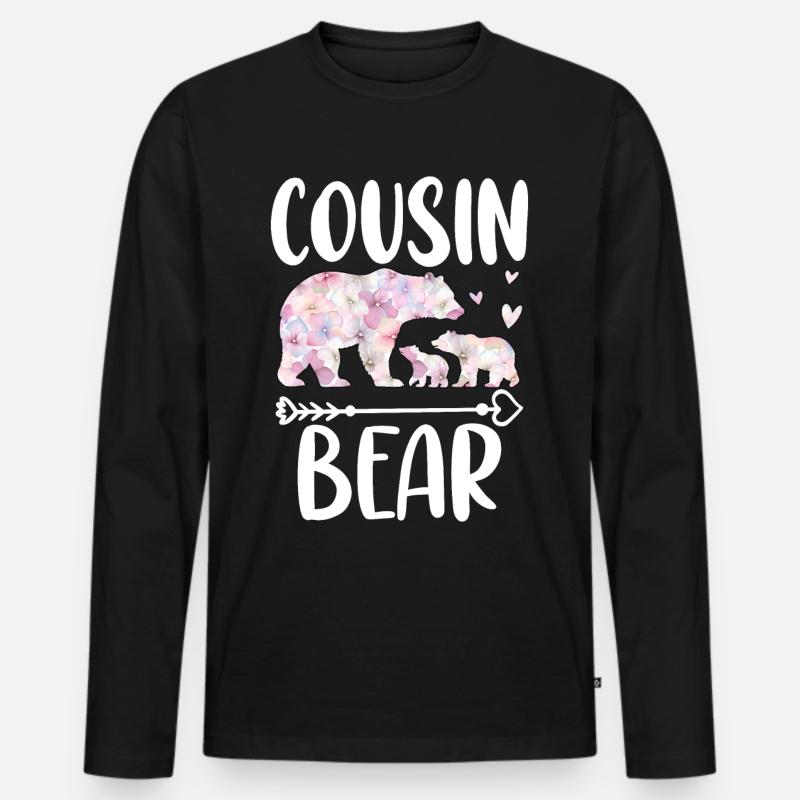Cousin Bear - Männer Premium Bio Langarmshirt - Schwarz
