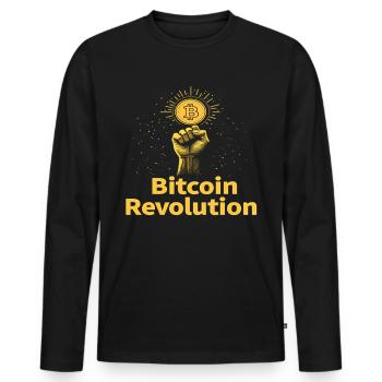 Révolution Bitcoin - T-shirt manches longues Premium bio Homme - noir - Devant - Nico (187cm)