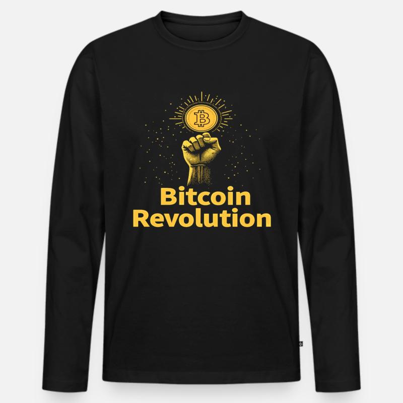 Bitcoin Revolution - Männer Premium Bio Langarmshirt - Schwarz
