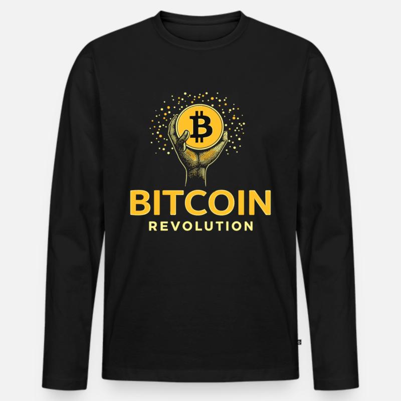 Bitcoin Revolution - Männer Premium Bio Langarmshirt - Schwarz