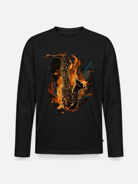 Saxophone - Männer Premium Bio Langarmshirt - Schwarz