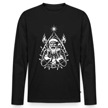 Père Noël choc électrique style humoristique - T-shirt manches longues Premium bio Homme - noir - Devant - Nico (187cm)