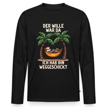 paresseux disant lève-tard déclaration bureau fatigué - T-shirt manches longues Premium bio Homme - noir - Devant - Nico (187cm)