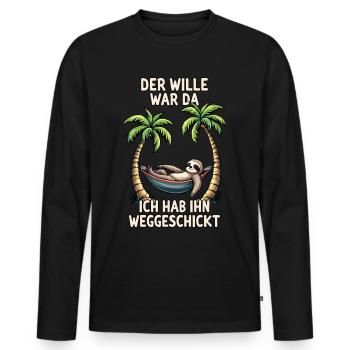 paresseux disant lève-tard déclaration bureau fatigué - T-shirt manches longues Premium bio Homme - noir - Devant - Nico (187cm)