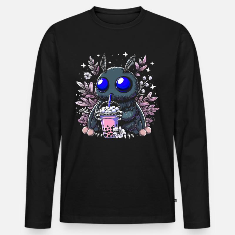 Mothman Bubble Tea - Männer Premium Bio Langarmshirt - Schwarz