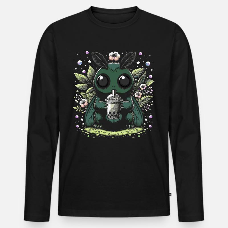 Mothman Bubble Tea - Männer Premium Bio Langarmshirt - Schwarz