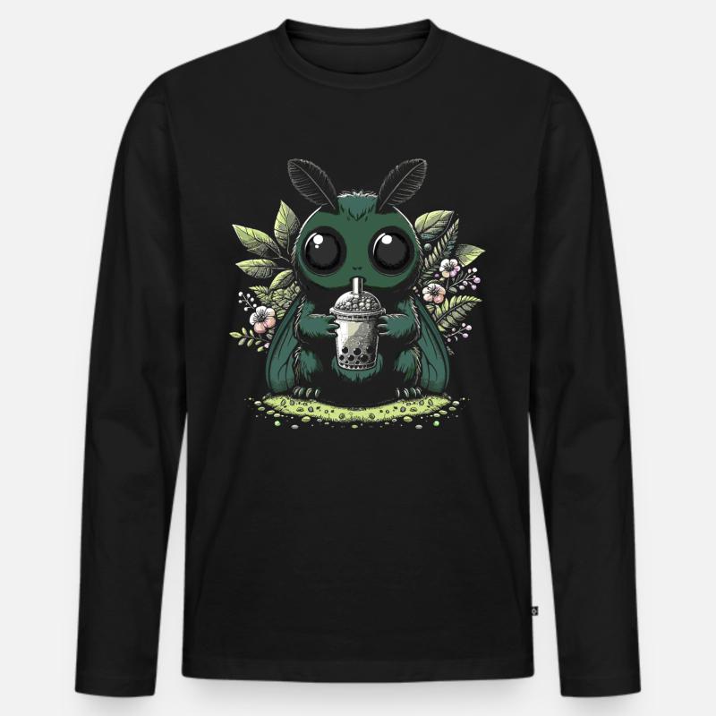 Mothman Bubble Tea - Männer Premium Bio Langarmshirt - Schwarz