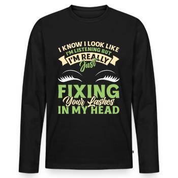 Lash Tech - Männer Premium Bio Langarmshirt - Schwarz - Vorne - Nico (187cm)