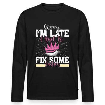 Lash Tech - Männer Premium Bio Langarmshirt - Schwarz - Vorne - Nico (187cm)