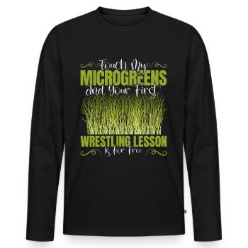 Micro-pousses Micro-pousses - T-shirt manches longues Premium bio Homme - noir - Devant - Nico (187cm)