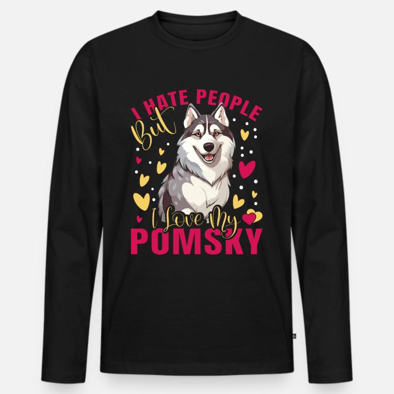 Hundespruch Hunde Hund - Männer Premium Bio Langarmshirt - Schwarz