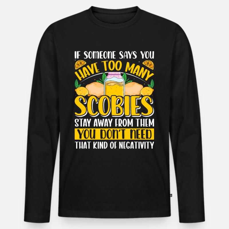Kombucha Scoby fermented drinks - Männer Premium Bio Langarmshirt - Schwarz