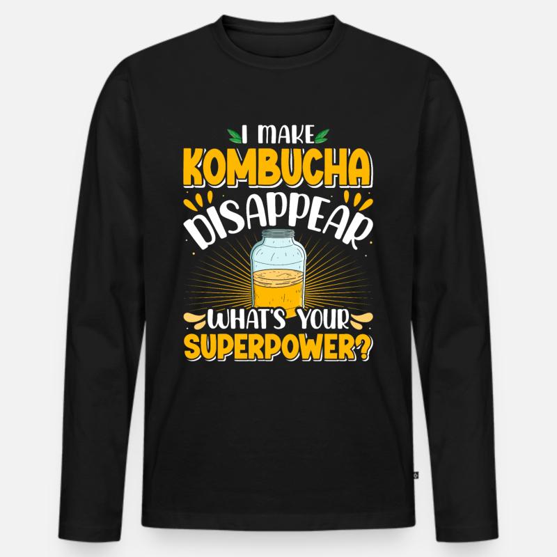 Kombucha Scoby fermented drinks - Männer Premium Bio Langarmshirt - Schwarz