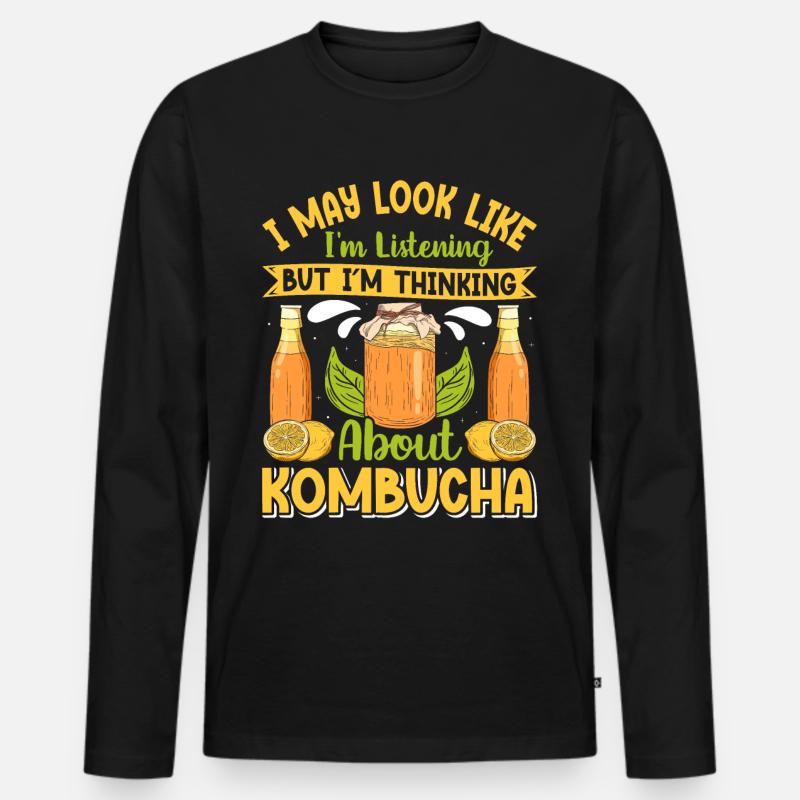 Kombucha Scoby fermented drinks - Männer Premium Bio Langarmshirt - Schwarz