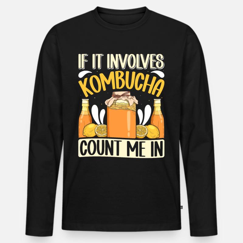 Kombucha Scoby fermented drinks - Männer Premium Bio Langarmshirt - Schwarz