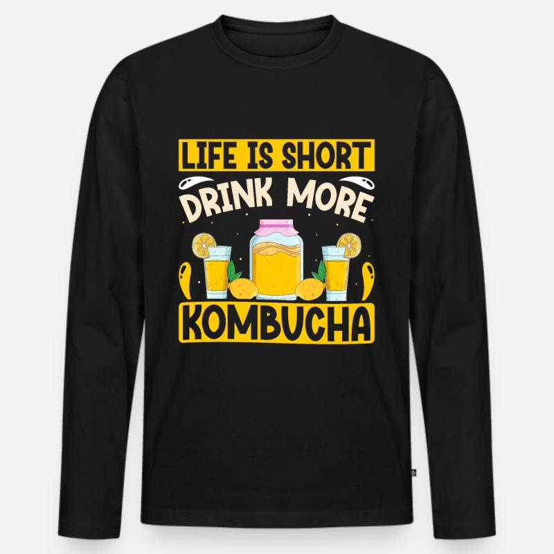 Kombucha Scoby fermented drinks - Männer Premium Bio Langarmshirt - Schwarz