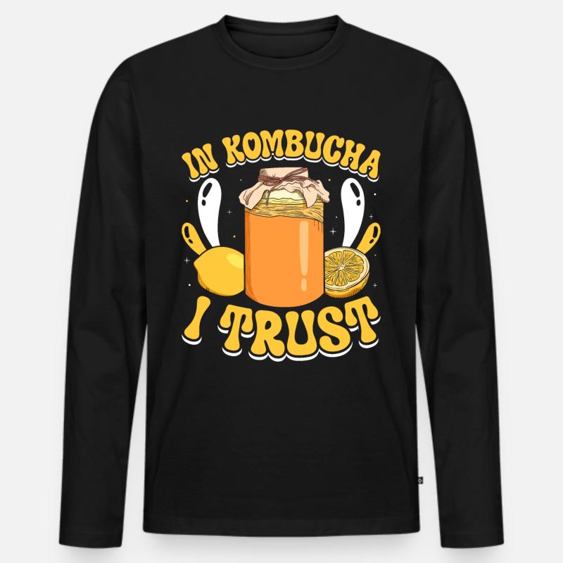 Kombucha Scoby fermented drinks - Männer Premium Bio Langarmshirt - Schwarz