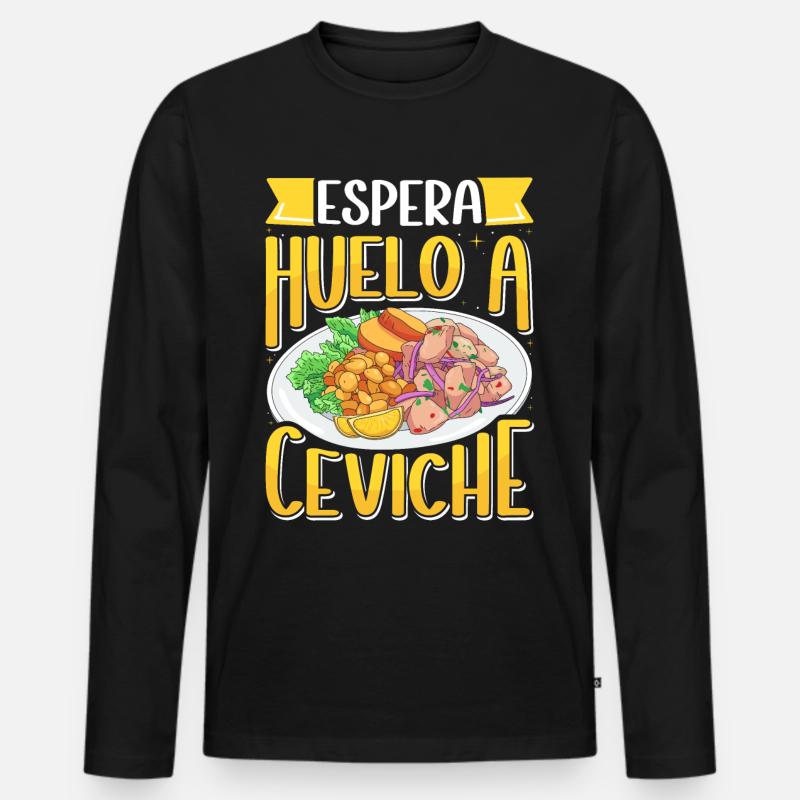 Seafood Peruvian Ceviche - Männer Premium Bio Langarmshirt - Schwarz