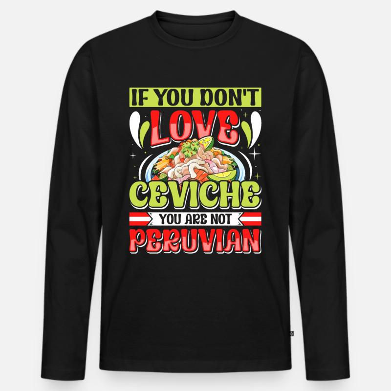 Seafood Peruvian Ceviche - Männer Premium Bio Langarmshirt - Schwarz