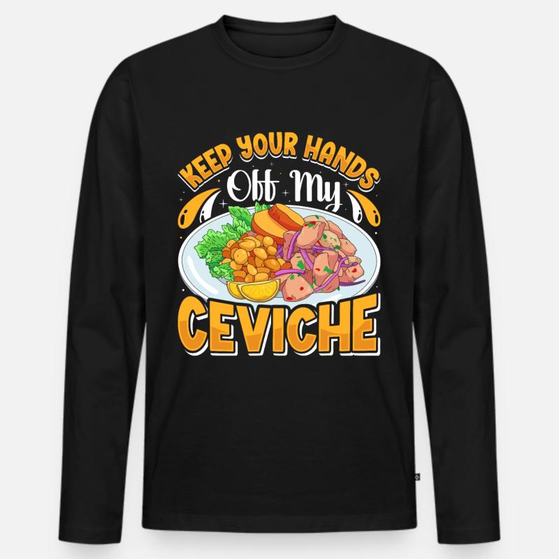 Seafood Peruvian Ceviche - Männer Premium Bio Langarmshirt - Schwarz