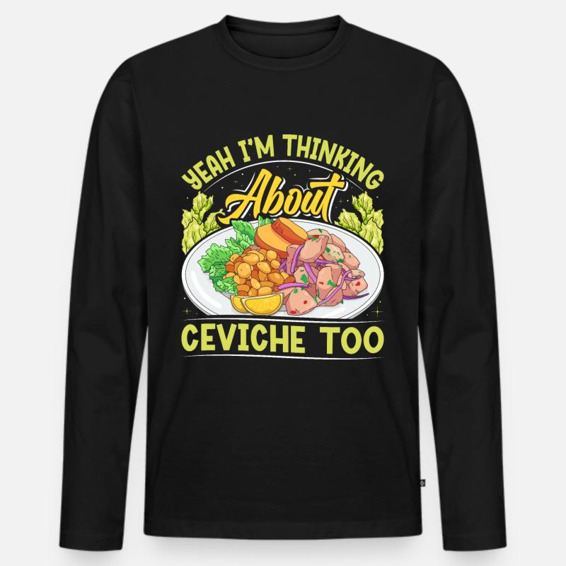 Seafood Peruvian Ceviche - Männer Premium Bio Langarmshirt - Schwarz