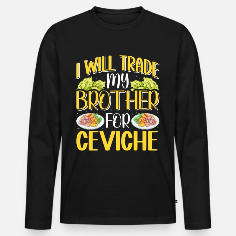 Seafood Peruvian Ceviche - Männer Premium Bio Langarmshirt - Schwarz