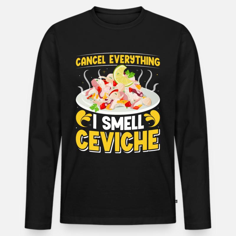 Seafood Peruvian Ceviche - Männer Premium Bio Langarmshirt - Schwarz