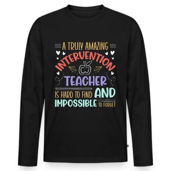 Enseignant d’intervention, Spécialiste de l’intervention - T-shirt manches longues Premium bio Homme - noir - Devant - Nico (187cm)