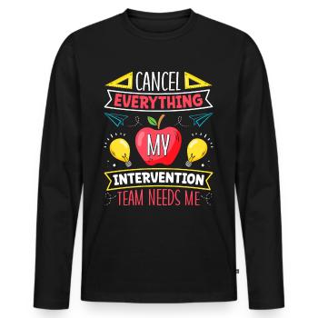 Enseignant d’intervention, Spécialiste de l’intervention - T-shirt manches longues Premium bio Homme - noir - Devant - Nico (187cm)