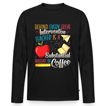 Enseignant d’intervention, Spécialiste de l’intervention - T-shirt manches longues Premium bio Homme - noir - Devant - Nico (187cm)