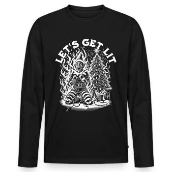 Let's Get Lit Christmas Elf Christmas Party - Men's Premium Organic Long Sleeve Shirt - black - Front - Nico (187cm)
