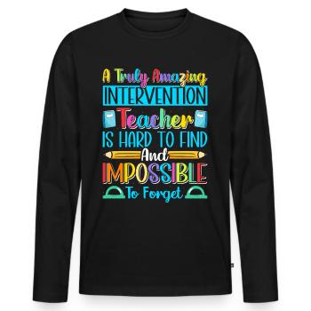 Enseignant d’intervention, Spécialiste de l’intervention - T-shirt manches longues Premium bio Homme - noir - Devant - Nico (187cm)