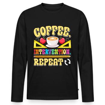 Enseignant d’intervention, Spécialiste de l’intervention - T-shirt manches longues Premium bio Homme - noir - Devant - Nico (187cm)
